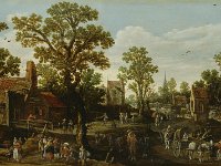GG 339  GG 339, Jan van Goyen (1596-1656), Dorfstraße in Bilt bei Utrecht, 1623, Eichenholz, 39,5 x 69,6 cm : Landschaft, Personen